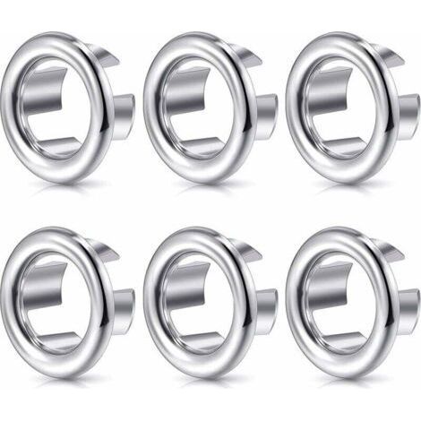 Anillo de rebosadero redondo para fregadero, tapa de rebosadero, tapón de desagüe, embellecedor de lavabo, piezas de repuesto, 6 piezas (1/4)