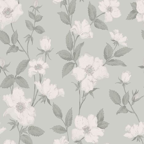 Laura Ashley Fleurir Smoke Green Vliestapete 10mx52cm (1/5)