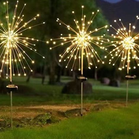 Wasserdichte, solarbetriebene Outdoor-Campingleuchten, Gartenleuchten, löwenzahnförmige Einbaustrahler, dekorative Ambientebeleuchtung für Höfe und Gärten. (1/5)