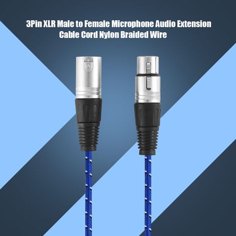 Câble d'extension audio XLR mâle/femelle 3 broches pour microphone, 5 m, gaine tressée en nylon. (1/5)