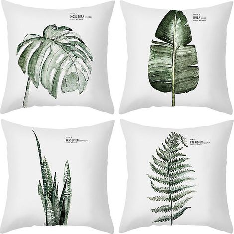 housse De Coussin 4 Pices Plante Verte Tropicale 45x45cm Dcoration De Feuille Verte Housse De Coussin Douce Housse De Coussin Carre Canap Dcoratio (1/5)