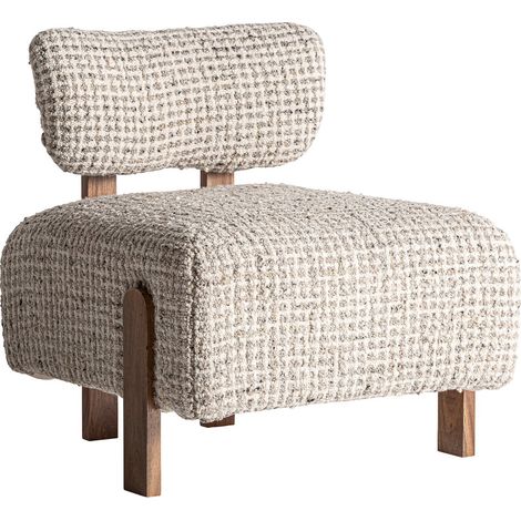 Fauteuil art déco en bois d'acacia marron finition naturelle - Marron naturel bois d'acacia (1/5)