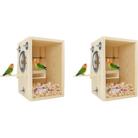 2 nichoirs pour perruches ondulées, nichoir transparent en bois et acrylique - JBMEDIA (1/4)