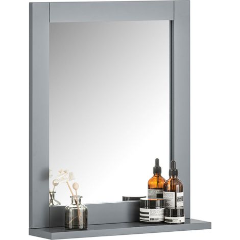 Espejos de baño sencillos Espejo de Pared con 1 Estante Espejo de baño Color Gris Oscuro FRG129-SG SoBuy ES (1/5)