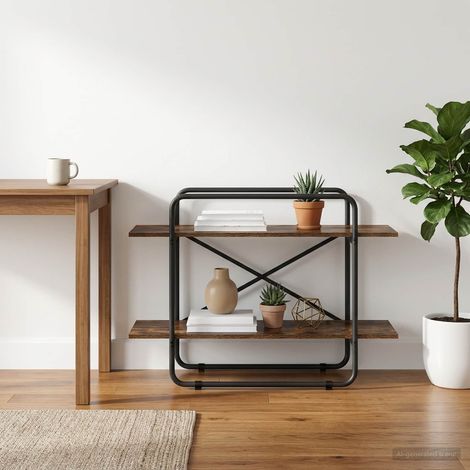 vidaXL Bookshelf 2-Tier 100 x 35 x 70 cm PB Smoked Oak (1/5)
