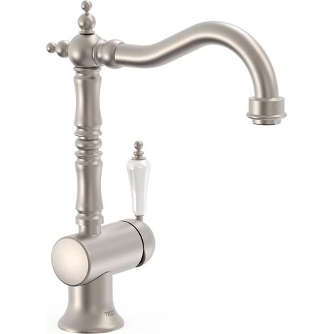 TRES 24210801AC TRES CLASIC Grifo Monomando con Maneta Lateral para Lavabo Color Acero - ref: 24210801AC (1/2)