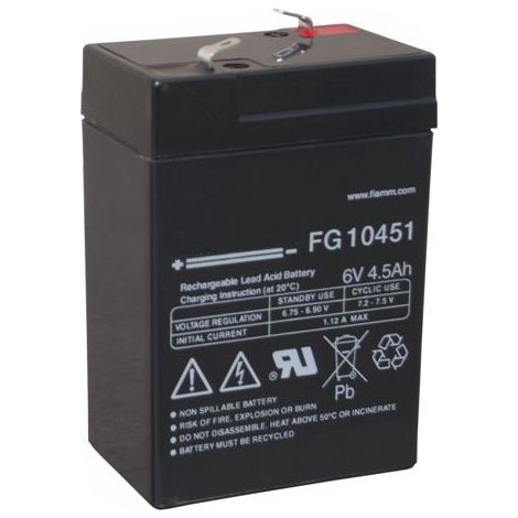 Batterie Tashima Gel/agm 6v, 4,5a Pour Lampe Torche Rechargeable, Alarme. L: 70, L: 48, H: 106mm, + à Gauche. - Batterie à Mettr