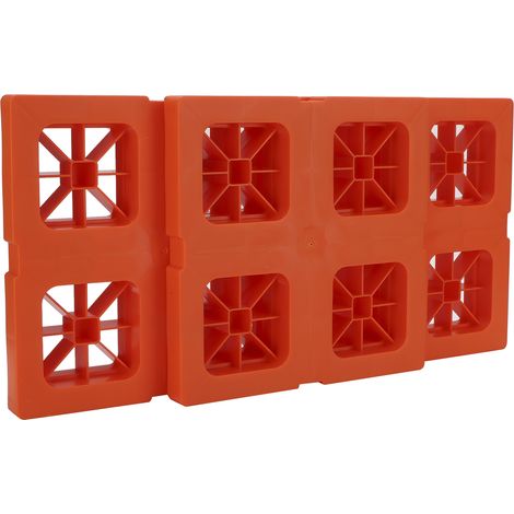 Ensemble de 5 blocs de nivellement, comprenant un tapis de levage antidérapant emboîtable et des sangles, adapté aux camping-cars, aux fourgons aménagés et aux remorques. (1/5)