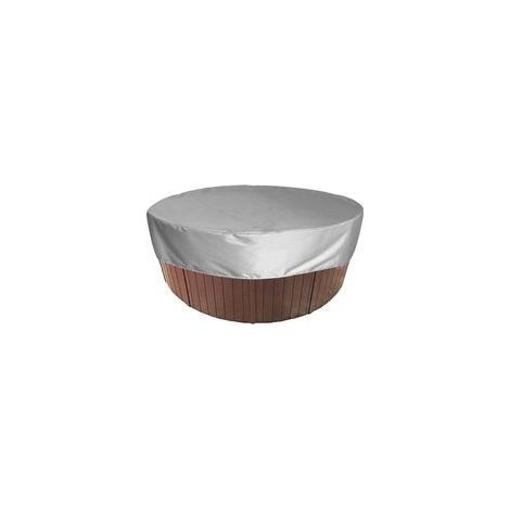 Housse de protection ronde pour jacuzzi (gris, 215 x 70 cm), tissu Oxford 190T imperméable et argenté, protection UV et coupe vent pour jacuzzi et piscine (1/5)