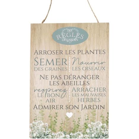 Plaque en bois Règles du jardin 20 x 30 cm (1/5)
