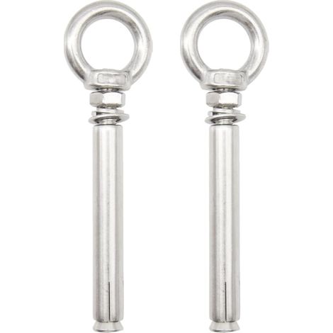 Lot de 2 vis à œil ancre en acier inoxydable - M10 x 100 mm - Vis d'expansion avec anneau d'extension - Pour constructions en béton et maçonnerie (PZ-LS/M10 x 100 mm) (1/5)
