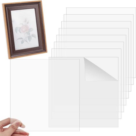 8pcs Panneaux Feuille Plastique PET 0.04 cm épaisseurs Film Protection Flexible PET Transparent pour Cadre Photo Feuilles Plastique Remplacement Verre Facile Découper 30.1x30cm (1/5)