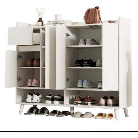 CHICFURN Aparador moderno 120x35x99 cm blanco, 4 puertas, 1 cajón, almacenaje regulable (1/5)