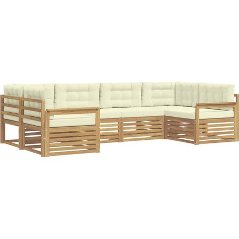 Set di divani da esterno 6 pz Bianco e Crema vidaXL (1/5)
