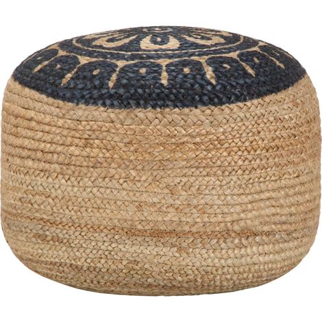 Handgefertigter Sitzpuff Blau 45 x 30 cm Jute