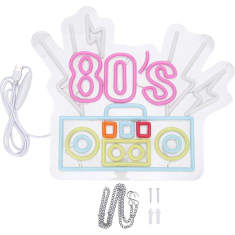 Panneau néon des années 80, bandes LED multicolores, panneau acrylique, décoration murale pour Bar, fête, magasin, café (1/5)