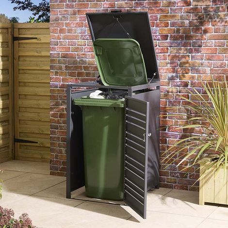 Rowlinson Chelsea Single Metal Bin Store - Anthracite (1/5)