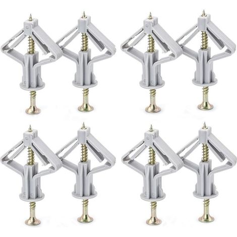 50 ensembles de chevilles en placoplâtre et vis pour fixation murale robuste en plastique avec tube de dilatation avec vis à tête fraisée pour cloison sèche creuse, supports muraux pour TV à espace (1/5)