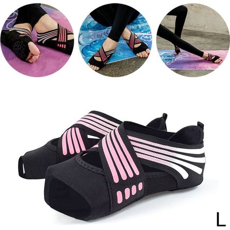 Chaussettes de yoga pour femmes, chaussures de Pilates à cinq orteils, sangles croisées de fitness, chaussettes de yoga (1/5)