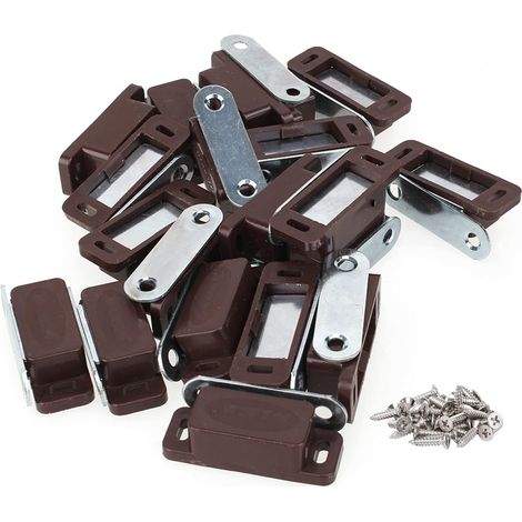 Lot de 20 petits loquets magnétiques pour portes d'armoires, marron, 4 (1/5)