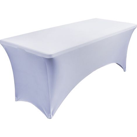 White folding table cover 6ft (183 x 76 x 76cm) elastic table cover for outdoor weddings and celebrations, rectangular elastic tablecloth, cocktail table cover (1/4)