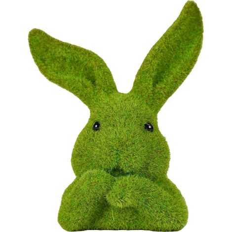 Lapin En Peluche De Décoration De Printemps - Figurine En Mousse Flocée - Lapin Avec Mousse Artificielle - Décor Intérieur - 1 Pièce (1/5)