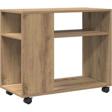 Mesa auxiliar con ruedas madera roble Sonoma 70x35x60 cm vidaXL