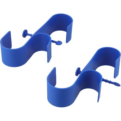 Lot de 2 crochets doubles pour serviettes de piscine et outils de jardin, supports de suspension en plastique solide pour l'organisation du rangement et gris (bleu) (1/5)