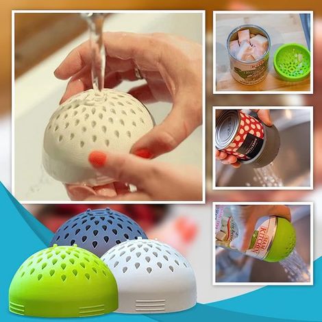 Colador de 3 piezas，rejilla de drenaje portátil de silicona，mini colador para latas de alimentos，drenaje rápido y almacenamiento de alimentos (1/4)