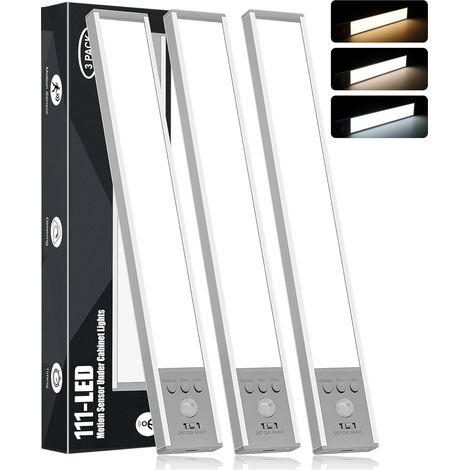 Éclairage sous-meuble à détecteur de mouvement (lot de 3) – 111 LED, fonction minuterie, 3 réglages de température de couleur (1/5)