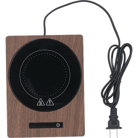 Chauffe-tasse 200 W pour bureau, accessoire cadeau idéal pour les amateurs de café, garde les boissons chaudes, en bois de noyer carré. (1/5)
