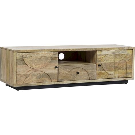 Meuble TV bois massif chic pour salon moderne - Teinte naturelle en bois Mango (1/5)
