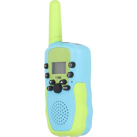 Lot de 3 talkies-walkies pour enfants avec lampe torche LED rétroéclairée, longue portée, pour les activités familiales en extérieur, le camping et la randonnée (vert/bleu). (1/5)