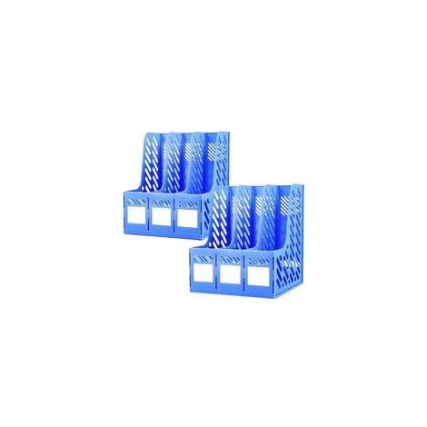 Boîte de rangement de bureau en plastique (2 pièces) pour le classement de documents (3 compartiments) (1/5)