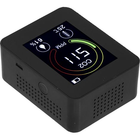 Moniteur de Qualité d'Air 3 en 1 ZN‑AZ‑2CO1 - Détecteur de CO2 Intelligent Infrarouge Noir