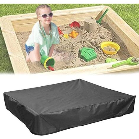 Enowelir Housse de bac à sable aveCordon de serrage, auvent carré de protection contre la poussière, bac à sable de plage,Couverture de piscine étanche vert (59,05 "x 59,05", noir) (1/3)