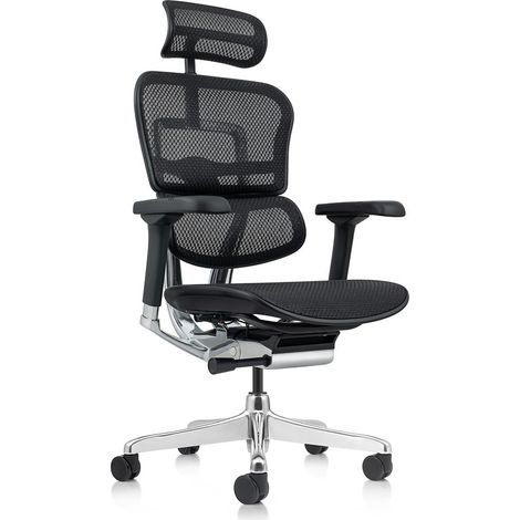 Chaise de bureau COMFORT Ergohuman Elite2 (avec appui-tête) - Assise en maille - Noir