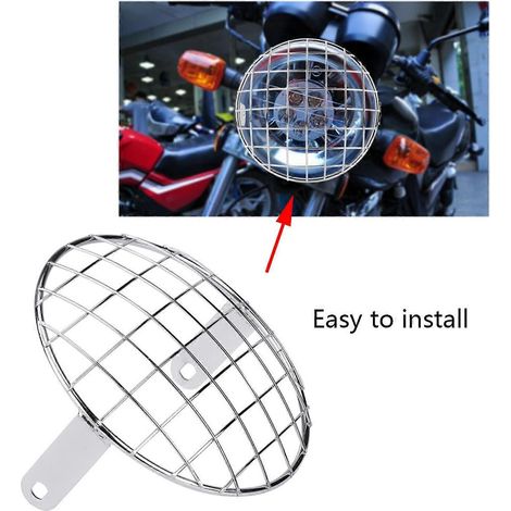 Cache de phare 7 pouces pour motos, montage latéral, universel, pour café racers (argenté)