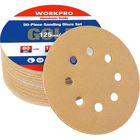 50 Disques De Ponçage 125mm, Grain 80 120 240, 8 Trous Pour Ponceuse Excentrique, Bois Métal (1/5)