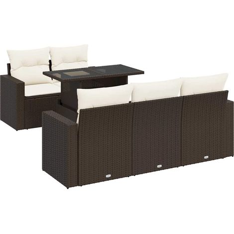vidaXL Set Divano da Giardino 6 pz con Cuscini Marrone in Polyrattan (1/5)