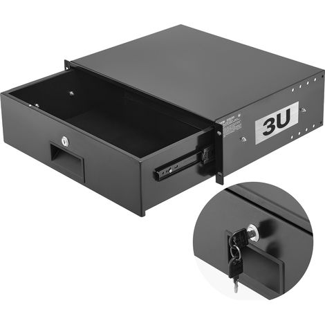 VEVOR Tiroir Rack 3U, Tiroir Rackable Verrouillable, Charge 22,68 kg, Profondeur 350 mm, avec Trous de Gestion Cable, Largeur de Montage 482 mm, pour Armoires de Serveur Equipement Reseau Audiovisuel (1/5)