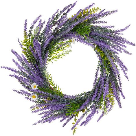 Couronne de lavande artificielle 【4070 Violette】Couronne de lavande artificielle, décoration de mariage/maison/salon, décoration florale artificielle, à suspendre au mur ou à la porte (1/2)