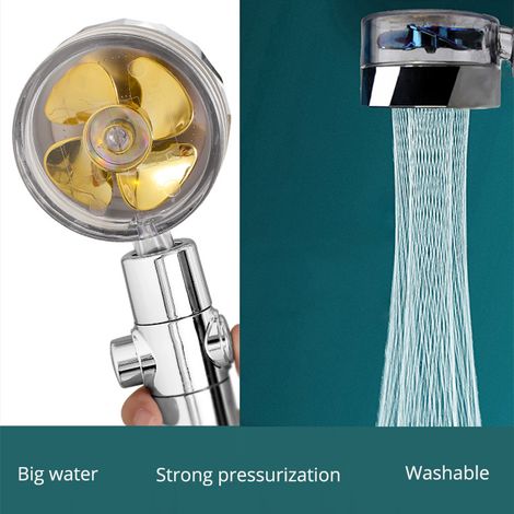 Wassersparender heißer Duschkopf 360 Grad drehbarer Durchfluss mit kleiner Lüfter-ABS-Regen-Hochstrahldüse (1/5)