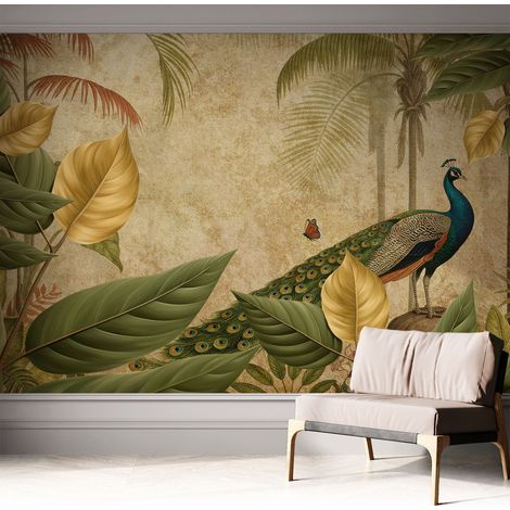 Fototapete Selbstklebend - trendige Wanddeko - Schlafzimmer - Wohnzimmer Exotischer Vogel 312x219 cm (1/5)