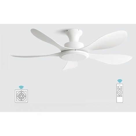 Ventilateur de plafond encastré 102 cm sans lumière, moteur DC réversible, 6 vitesses, 5 pales, Télécommande, Blanc (1/2)