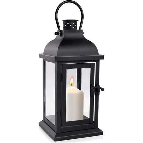 27cm Métal Lanternes Outdoor Funeraire,Lanterne Bougie Exterieur Noire (1/5)