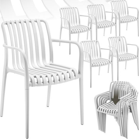 Lot 6 chaises de jardin empilables résistantes aux intempéries crème