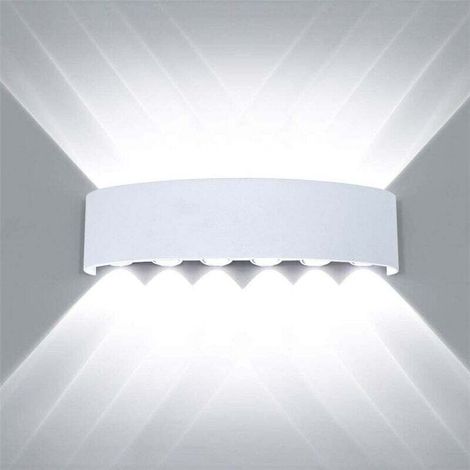 Applique Murale 12 LED Ampoule Aluminium - Blanc Froid Noir - pour Maison, Couloir (1/4)