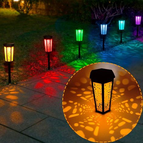 Solar Garden Lights Outdoor Warm and RGB LED light, 6 Pcs Solar Lawn Lights with IP55, Auto On/Off for Garden, Yard, Balcony, Driveway, Path (1/5)