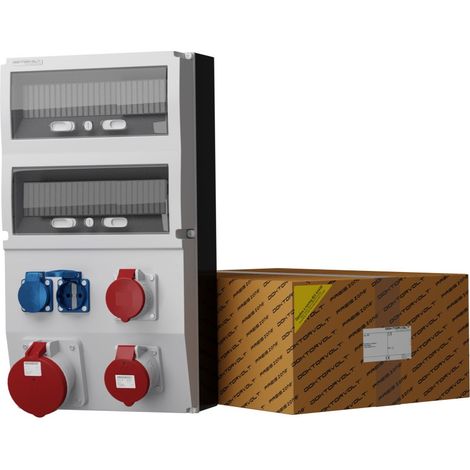 Tableau électrique de chantier eXT 63 A, 32 A, 16 A, 2 x 230 V, Schuko, Mennekes, Doktorvolt DV-2360-D (1/2)